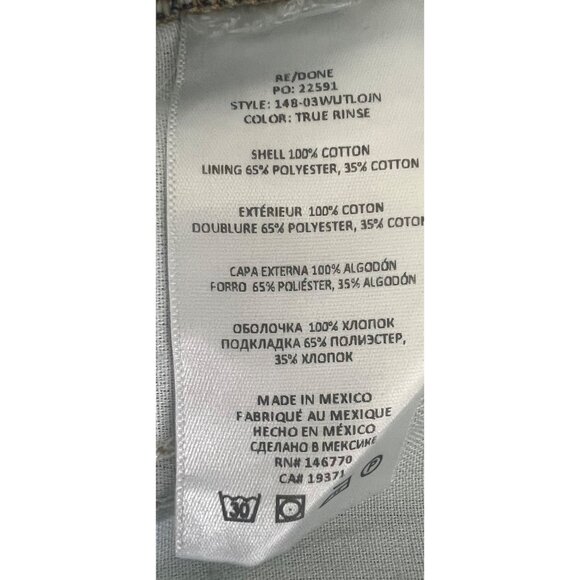 Re/Done High-Rise True Rinse Utility Loose Jeans Blue Denim Size 26 - Picture 14 of 16